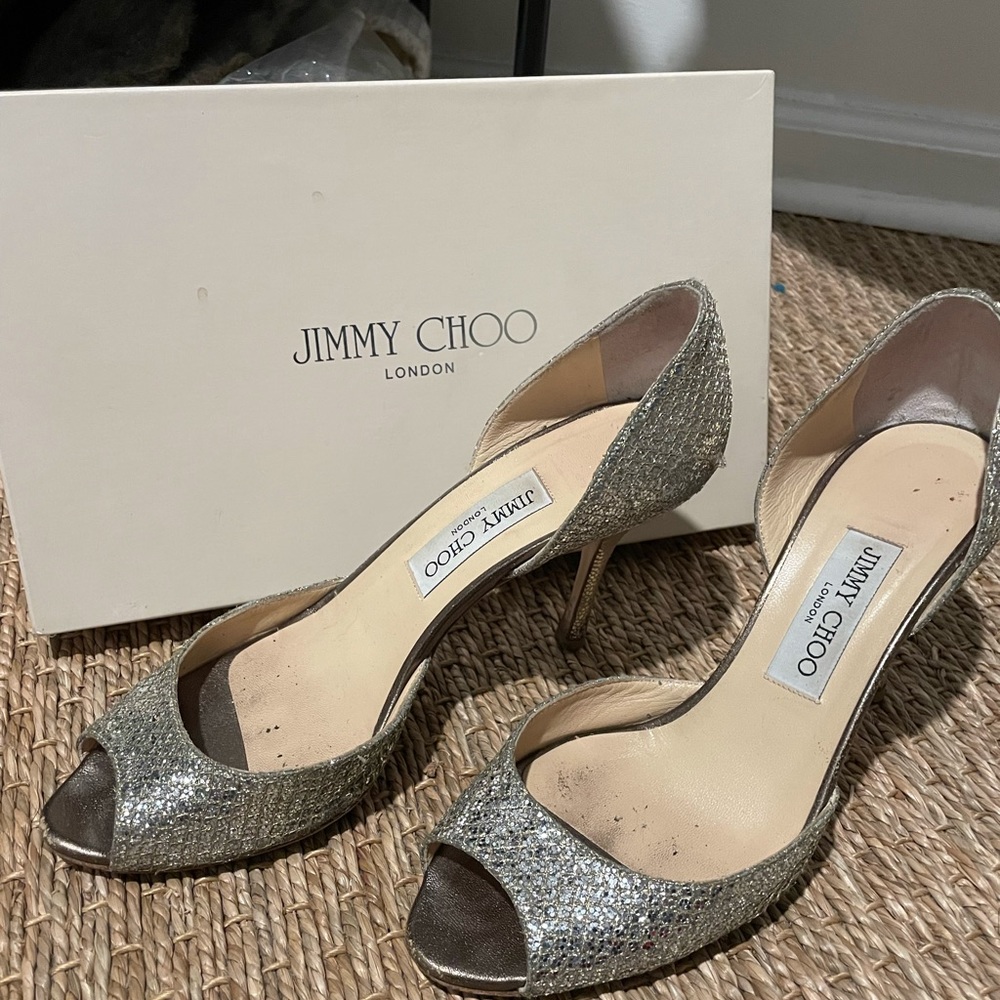 🍾🥂Jimmy Choo Logan D’Orsay Open Toe Heel Sz 38.5